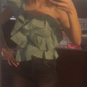 Fancy Blouse green&white